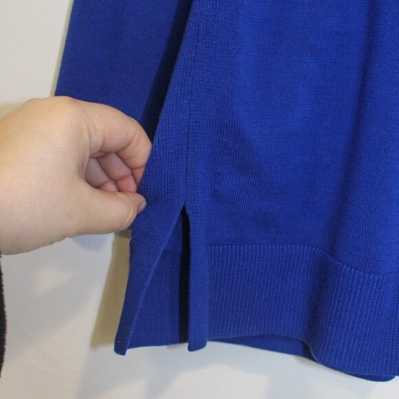 Talbots Royal Blue Contrast Trim Button Front V Neck Cardigan + Matching Shirt - Picture 6 of 13